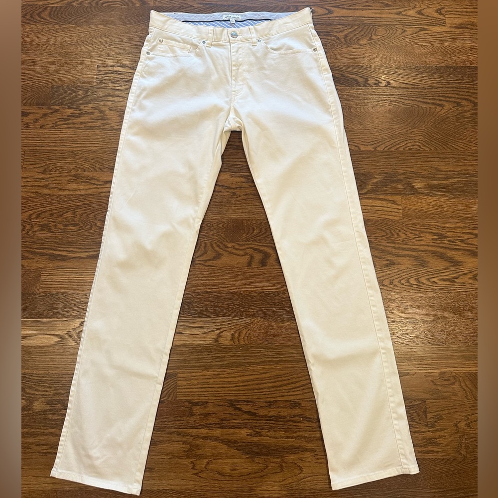 Peter Millar Cream Pants with Blue Striped Lining